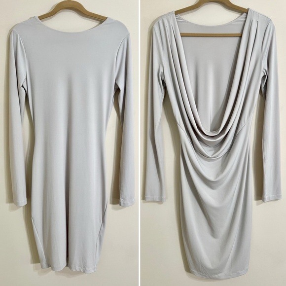 VICTORIA’S SECRET Long Sleeve Open Cowl Back Bodycon Stretch‎ Midi Dress Y2K Med - Picture 1 of 13